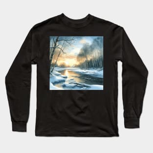 Winter River Winter Landscape Long Sleeve T-Shirt